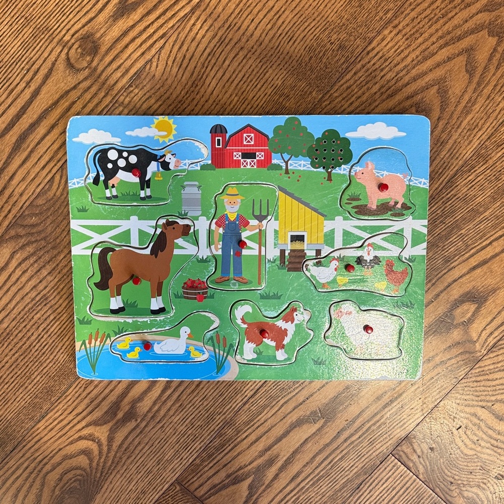 Melissa and Doug Farmyard Friends Puzzle with Blue and Green